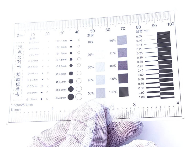 ORBITRANSIT Flaw Test Gauge SEC Size Estimation Chart (Transparency) for Dot and Line Defects Measuring 4 inches (10) - Image 4